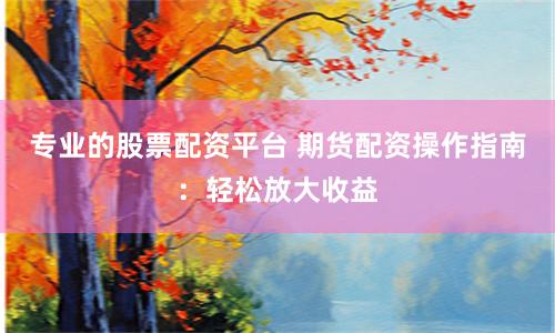专业的股票配资平台 期货配资操作指南：轻松放大收益